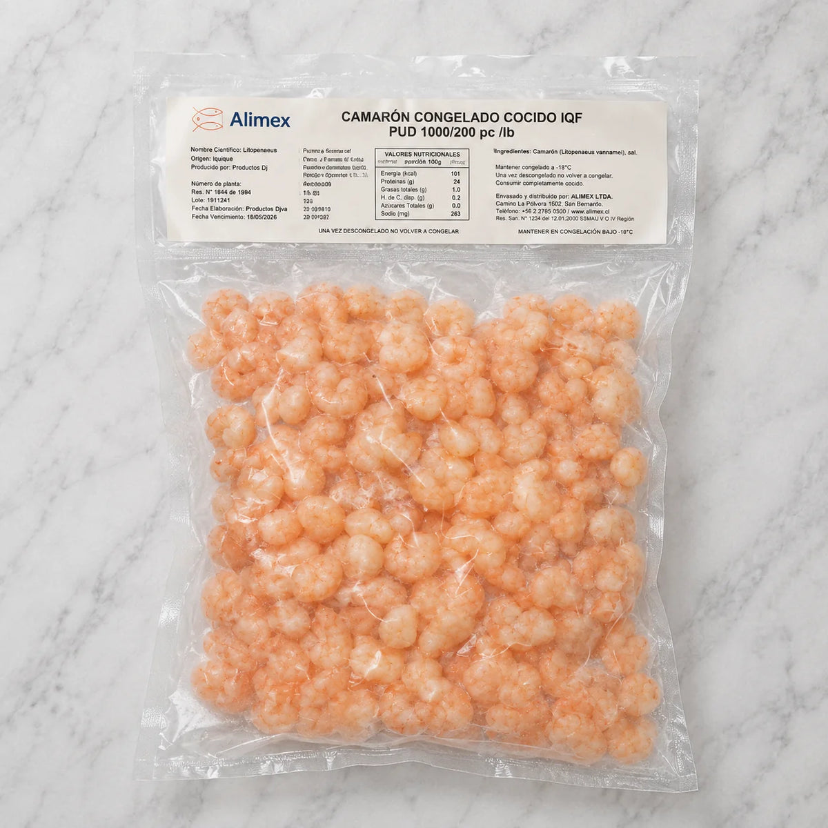 Camarón 100/200 congelado 1 kg — Congelados Fisher